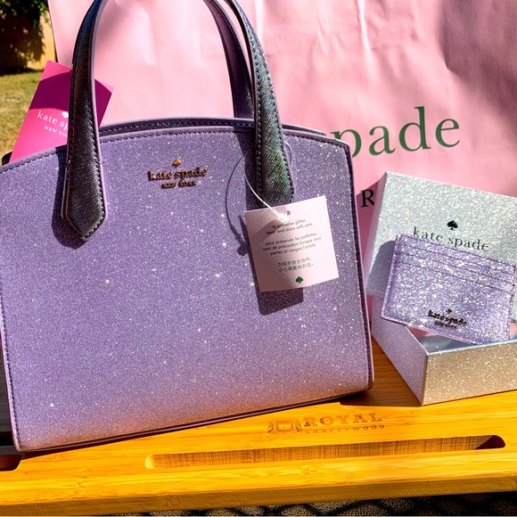 Kate Spade Holiday Collection Lilac Frost Tinsel Satchel and Card Holder Set - Picture 10 of 13